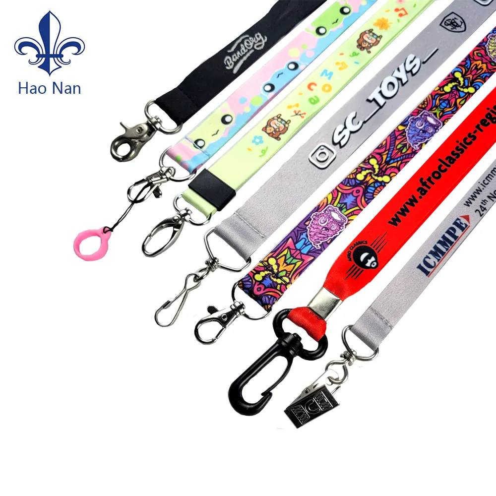 Lanière promotionnelle personnalisée porte-stylo tour de cou avec anneau en silicone