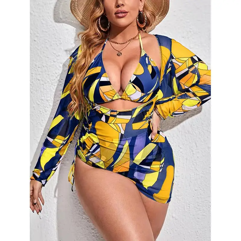 Hot Sale Three Piece Beach Casual Bikini Set Designer Swimwear Plus Size Bikini