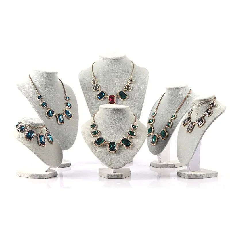 Black Velvet Jewelry Bust Display Stand Mannequin Neck Model for Necklaces Anklets Chain Pendant Storage Holder