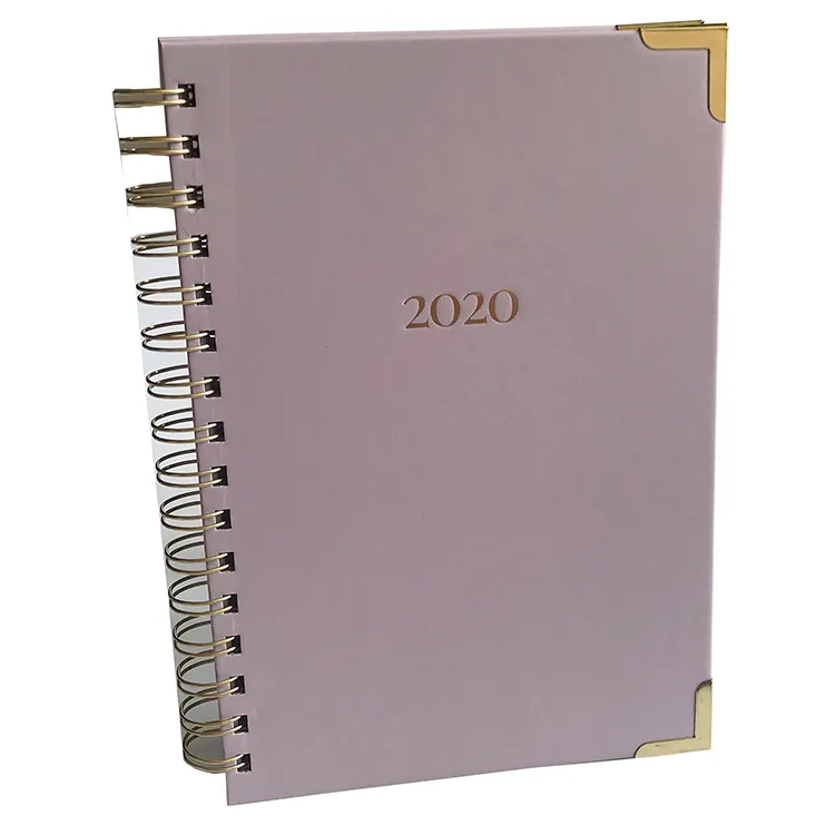 カスタマイズされた2021-2022デザインハードカバースパイラルジャーナルノートブックプランナー、ポケット付き