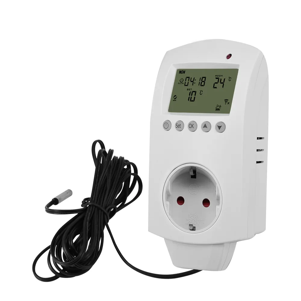 Sensör probu LCD sıcaklık kontrollü priz ile zamanlayıcı sıcaklık kontrol cihazı V termostat ile dijital 220 fiş