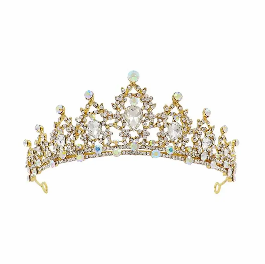Baru pernikahan retro Ratu tiara logam mewah putri kristal pengantin grosir kontes mahkota