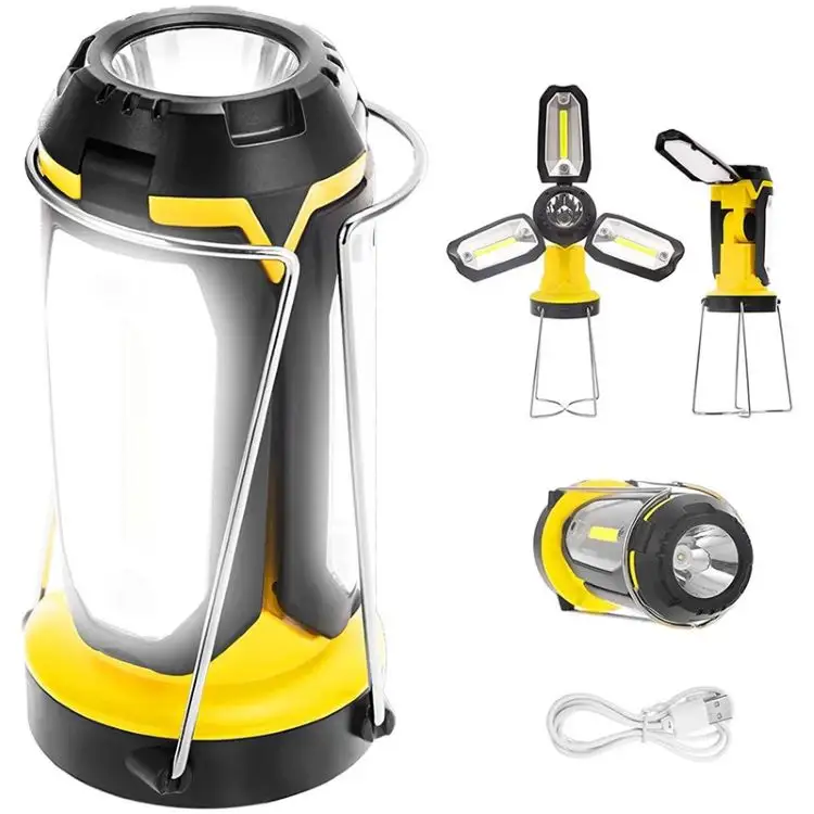 3 IN 1 LED Portable Camping Lamps Folded Lantern Emergency Flashlight Tent Light Camping For Hurricane Hiking Survival