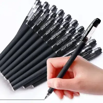 2023 toptan özel yaratıcı plastik jel mürekkep jel iş imza kalem ofis öğrenci promosyon mat siyah kalem Logo ile