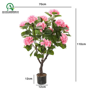 人工アジサイの木花植物ピンクの花柄ブラックポットメンテナンスオフィスホームポーチの装飾家庭用ギフト - Product Image 2