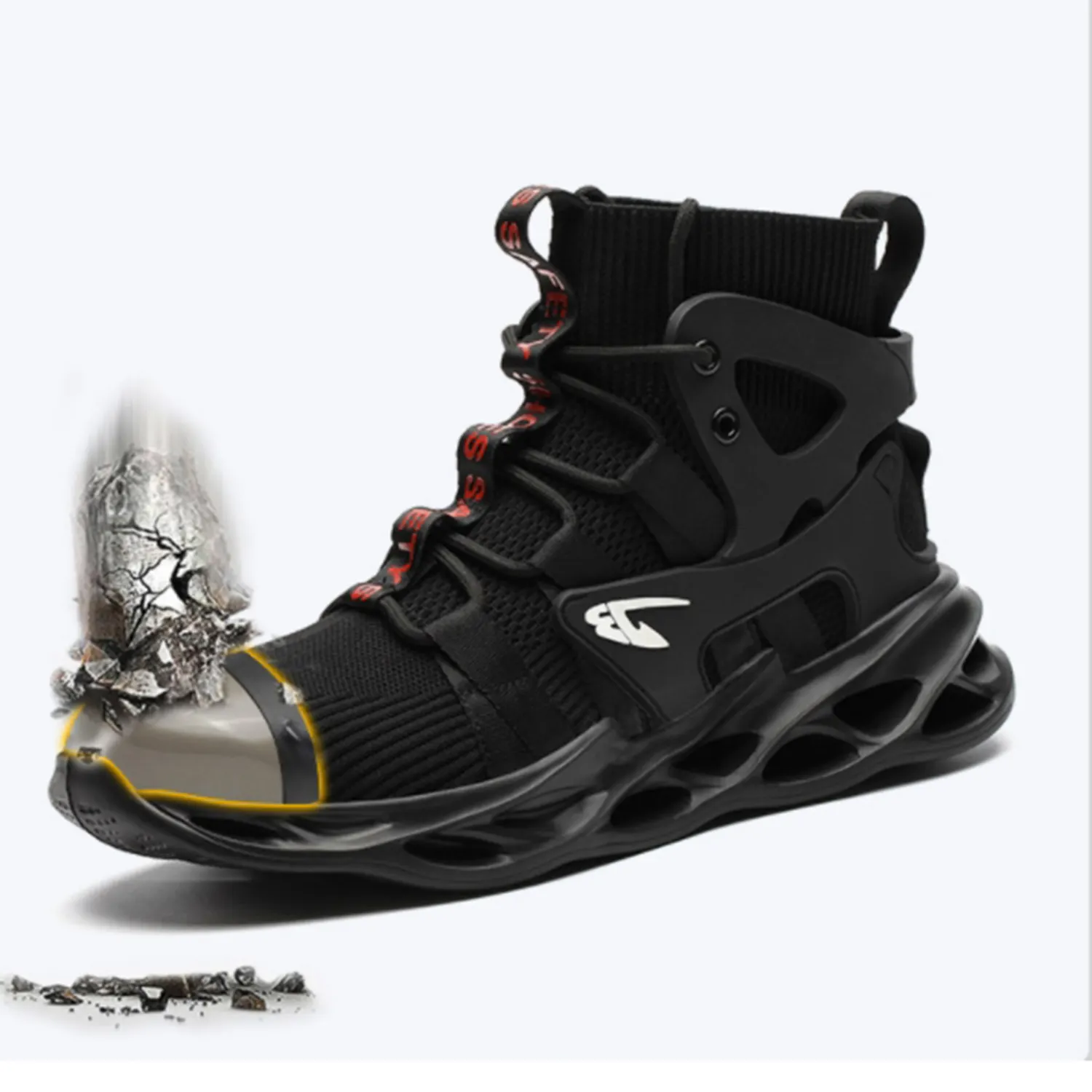 Bottes de sécurité légères noires hommes chaussures de sécurité en cuir microfibre travail survêtement chaussures de sécurité à pointe en acier