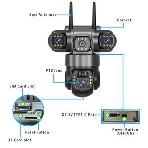 Regis 3 Lens 4G IPCamera HD 12MP 6K açık Cctv su geçirmez gece görüş İki yönlü <span class=keywords><strong>Ptz</strong></span> mobil izleme PRO PRO güneş kamera - Product Image 4