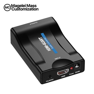 Nueva llegada logotipo personalizado 1080P HDMI de salida Scart adaptador HDMI a SCART Convertidor para HDTV, STB VHS PS3 xbox