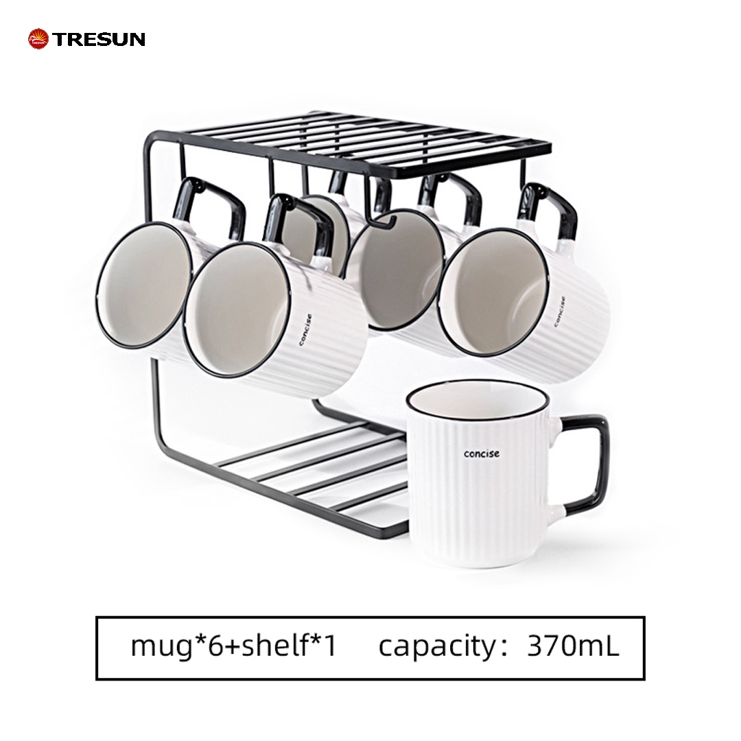 7-white The shelf and six cups