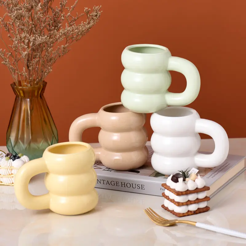 Tazza da Latte con manico grande in ceramica a forma di pneumatico creativo MSH