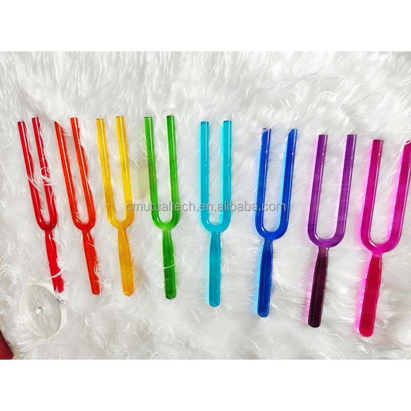 Q sei Kegunaan Garpu Tala Chakra Color Tuning Forks strumenti di guarigione del suono 99.9% diapason in cristallo di quarzo