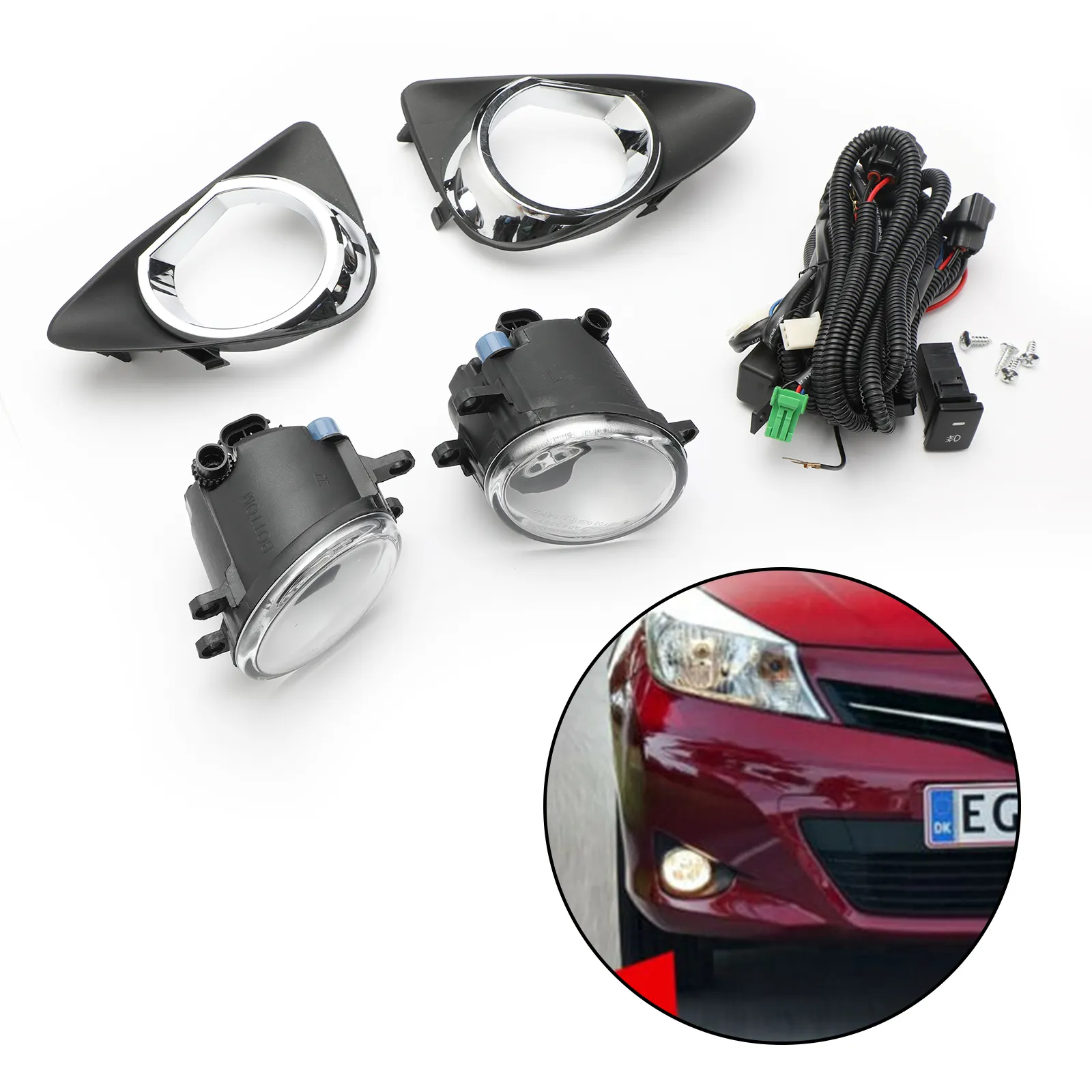 Areyourshop — Kit de phares antibrouillard avec ampoules H11, pour Toyota Yaris hatake 2012, 2013, 2014