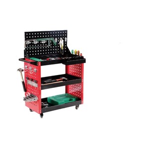 AOCHEN Automotive 3-Tier <strong>Tool</strong> Cart With Full Pegboard Side Hooks Automotive Hanging Trolley - Product Image 1