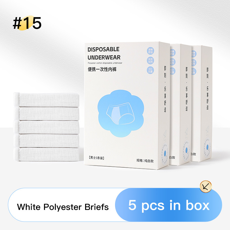 15 Boîte Polyester-Briefs-5pcs-in blanche