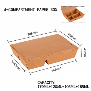 Disposable Take <strong>Away</strong> Folded 3/4Compartment Bento Food Containers Eco Compostable Fast Food Packaging Lunch <strong>Box</strong> - Product Image 3