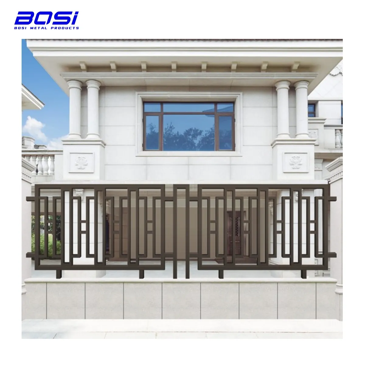 Garde-corps en métal à motif personnalisé pour terrasse Clôture moderne en aluminium pour balcon extérieur