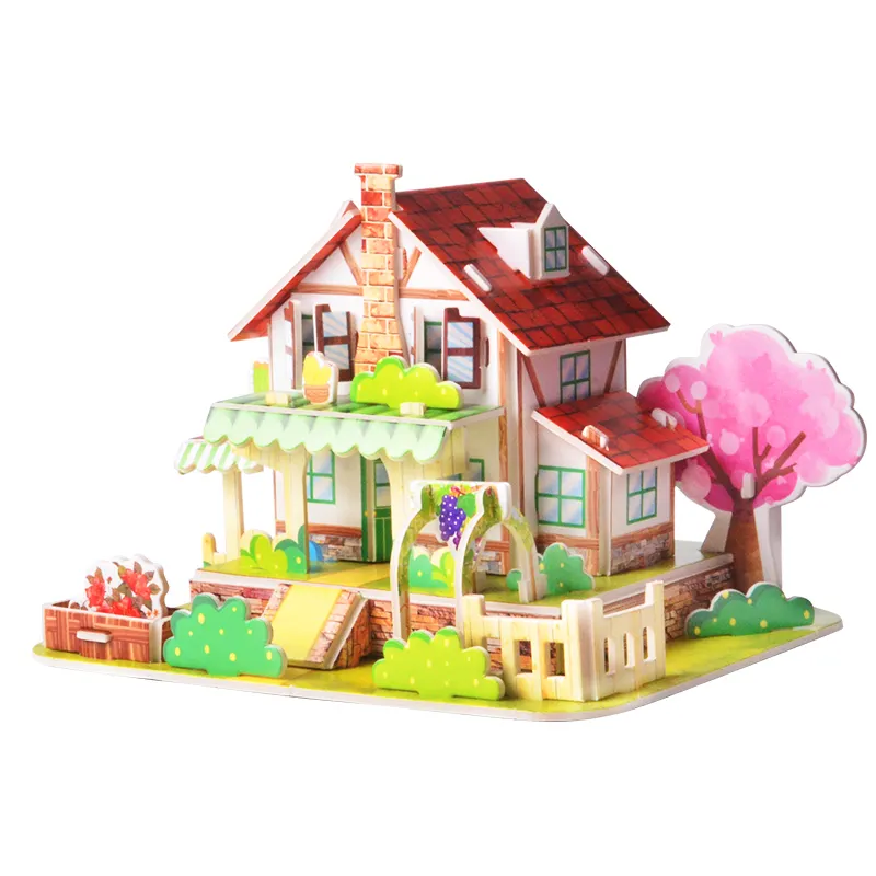 Papel dobrável caminhão brinquedo Flower house villa DIY modelo play house puzzle 3D brinquedo infantil educacional modelo puzzle