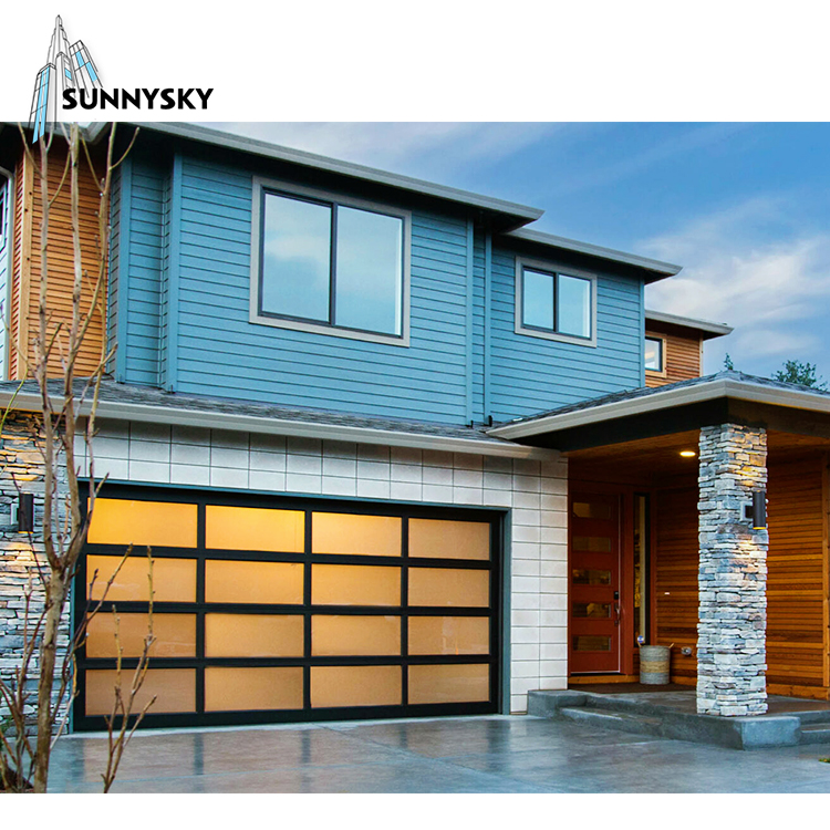 standard USA glass mirror black frame garage door for house
