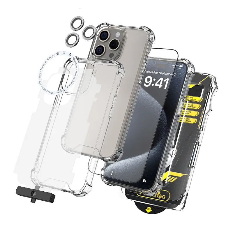 ATB 6 in 1 Handy-Schutzetui Telefongehäuse Kamera-Objektiv Rückseitefolie gehärtetes Glas mit einfachem Installationswerkzeug