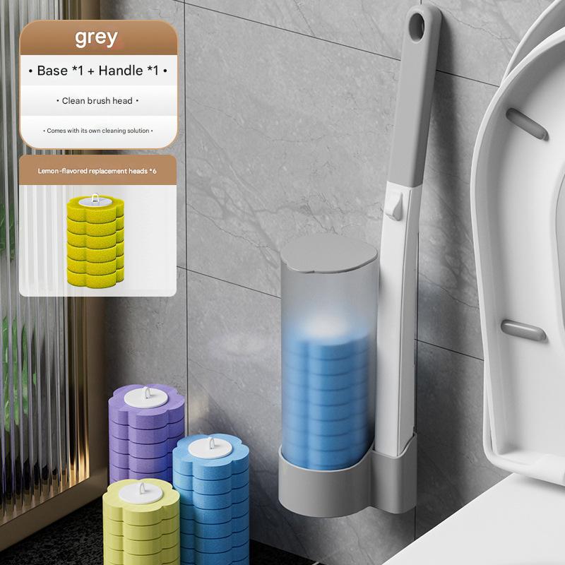 Gray Toilet Brush + Lemon Scented Refill Heads