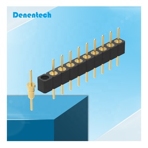 Denentech หัวหมุดกลมกลมตรงขนาด2.54มม. ตัวเครื่องทองเหลืองชุบทองสำหรับตัวเลือกพิน3P 6P 14P - Product Image 2