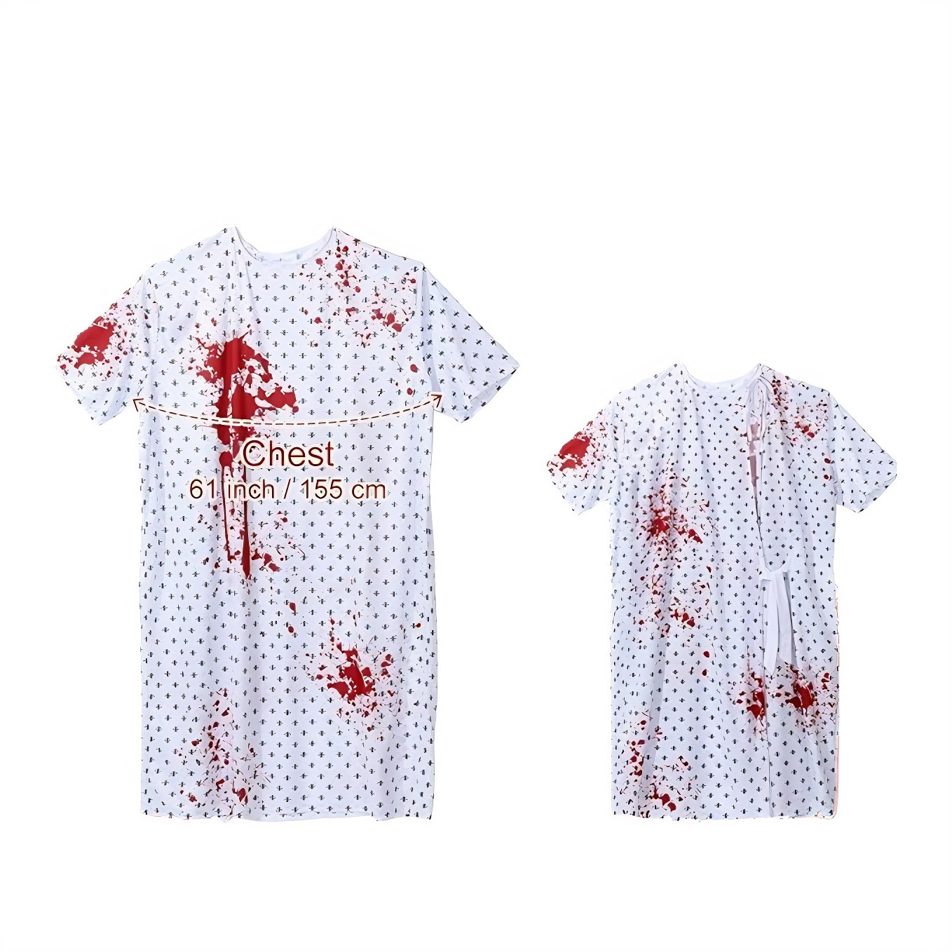 Blouse d'hôpital tachée de sang pour adulte