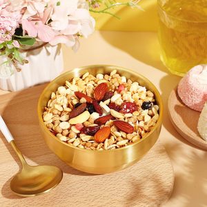 Bát cơm Bát canh để phục vụ salad súp trái cây pho Bát vàng đôi Tường Cách Nhiệt 304 thép không gỉ kim loại Hàn Quốc Đảng 1688 - Product Image 4