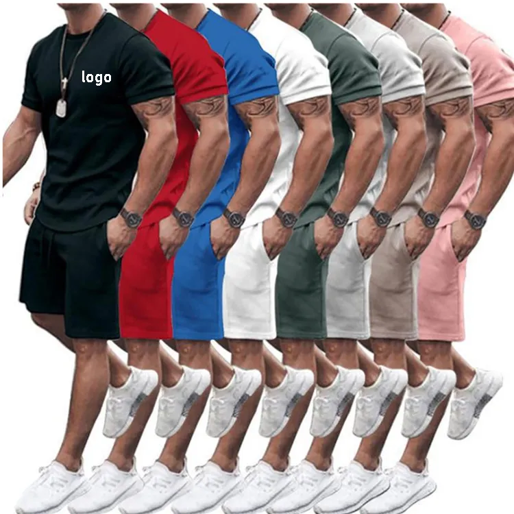 कस्टम 2023 गर्मियों जिम पहनने पुरुषों दो टुकड़ा लघु सेट लाउंज कसरत कपड़े जिम फिटनेस सेट पुरुषों 2 टुकड़ा खेल पुरुषों के लिए पहनने सेट