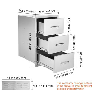 Cắm trại vườn ngoài trời nhà bếp BBQ ialand ngăn kéo kéo ra khỏi thép không gỉ tổ chức tủ với ngăn kéo - Product Image 4