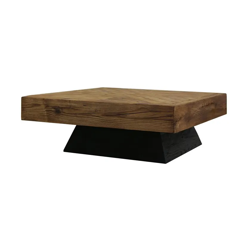 Mesa de té antigua China, mueble de madera reciclada, color natural, mesa de centro rústica fuerte