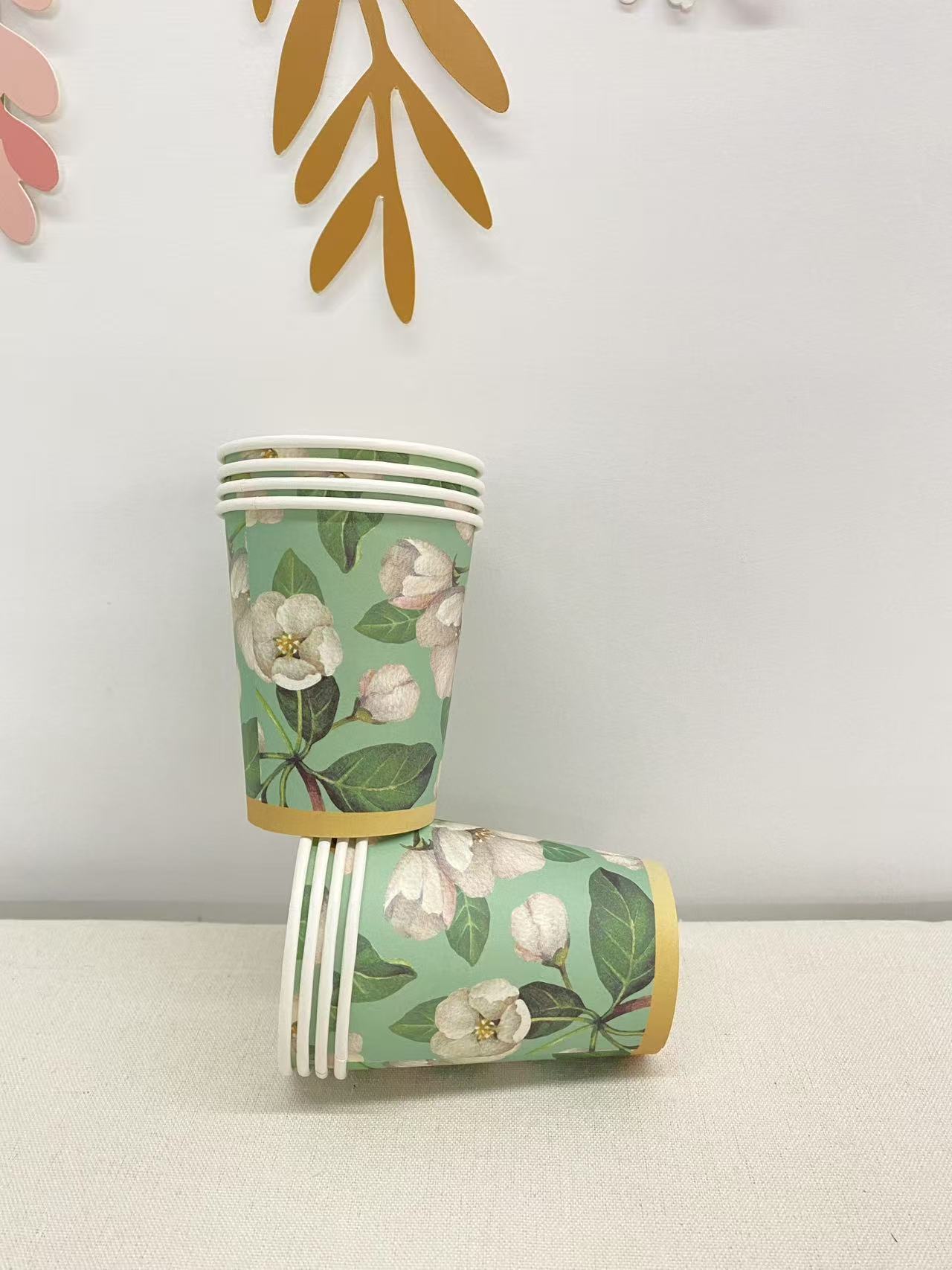 Green 9oz paper cup*8 pcs