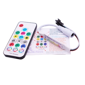 WS2811 WS2812B música RGB LED Dimmer controlador 17 teclas remoto WS2812 Smart Pixels LED controlador