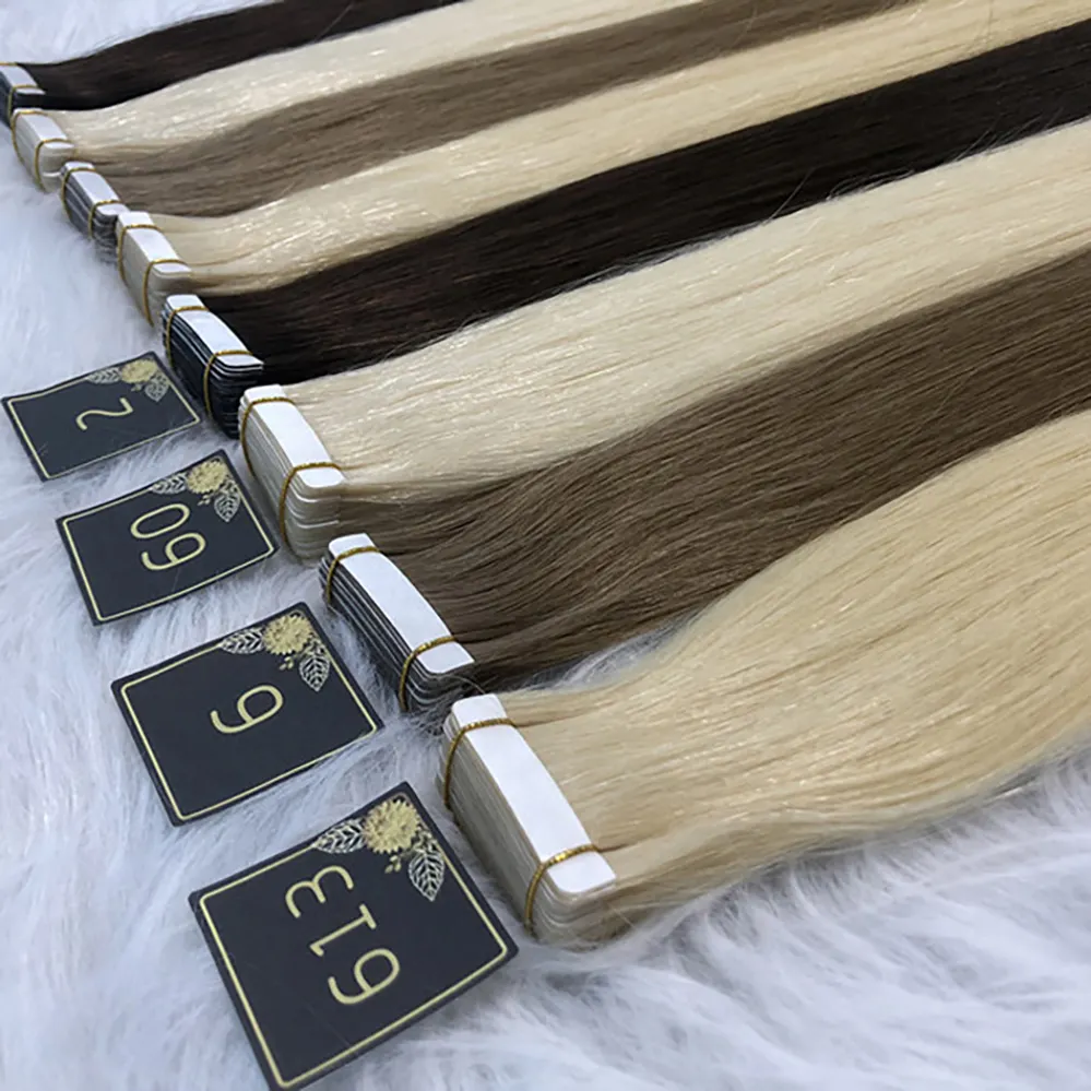 الجملة الشريط شقراء 24 بوصة شعر آدمي طبيعي Extens Extensiones كابيلو أومبير الخام العذراء ريمي 100 وصلات شعر آدمية ريمية