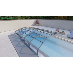 高品质隔热强风阻游泳池实心盖高铝型材伸缩泳池外壳 - Product Image 1