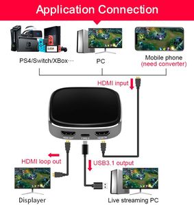 4K 60HZ高清输出视频采集Type-c游戏广播采集盒麦克风USB3.0 4k高清采集卡 - Product Image 6