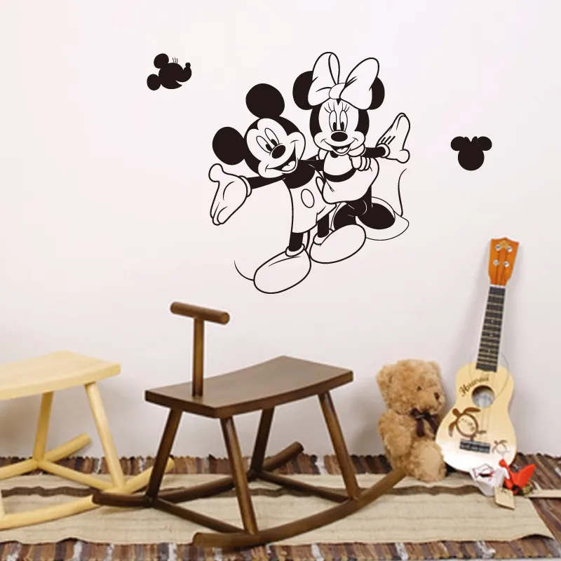 YIYAO-calcomanías de pared de princesa Mickey Mouse para niños, pegatinas de pared, Peel and Stick, pared extraíble