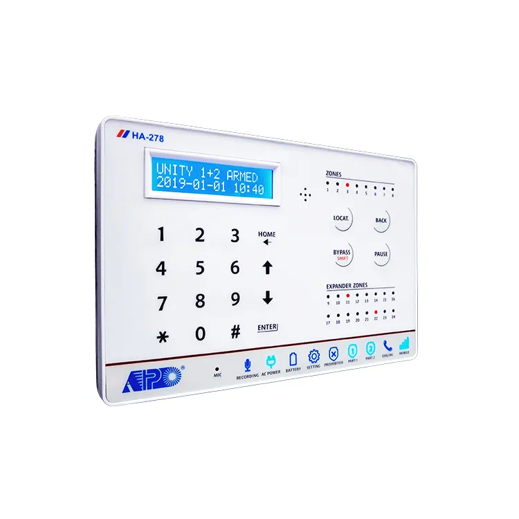 HA-278-D App Controle 8 Zones Cellulair Netwerk Home Security Systeem Indringer Inbraakalarm Systeem Alarm Bedieningspaneel