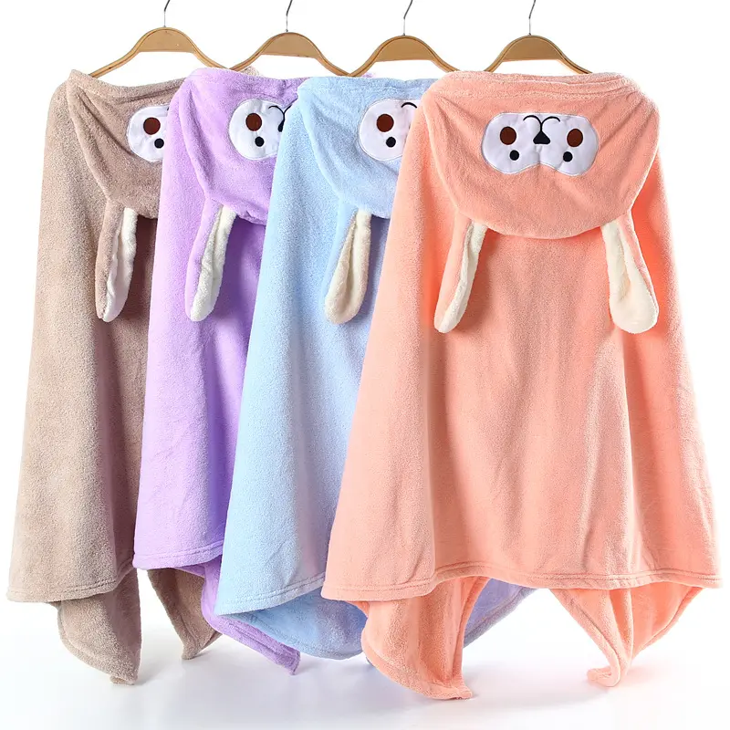 Handuk mandi bayi beludru karang jubah bayi topi anak-anak lebih lembut dari jubah mandi penyerap katun murni