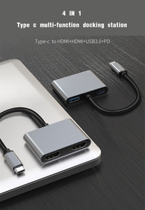 4合1 USB3.0扩展坞usb c至双hdmi适配器多屏幕显示类型-c至hdmi适配器高清4k投影usb c集线器 - Product Image 2