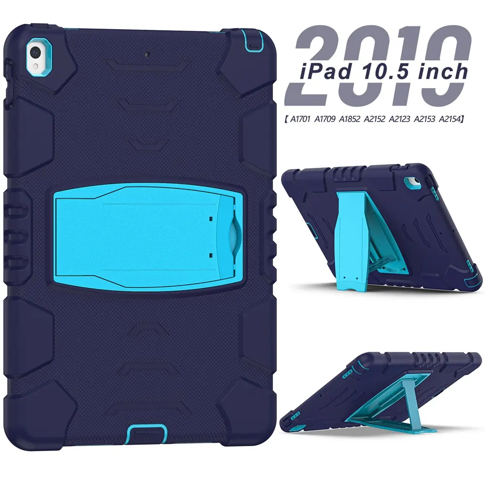 Navyblue Versterkte Bumper Rubberen Tablethoes Voor Ipad Lucht 10.5 Airbag Valbestendige Standaard Pantserschelp