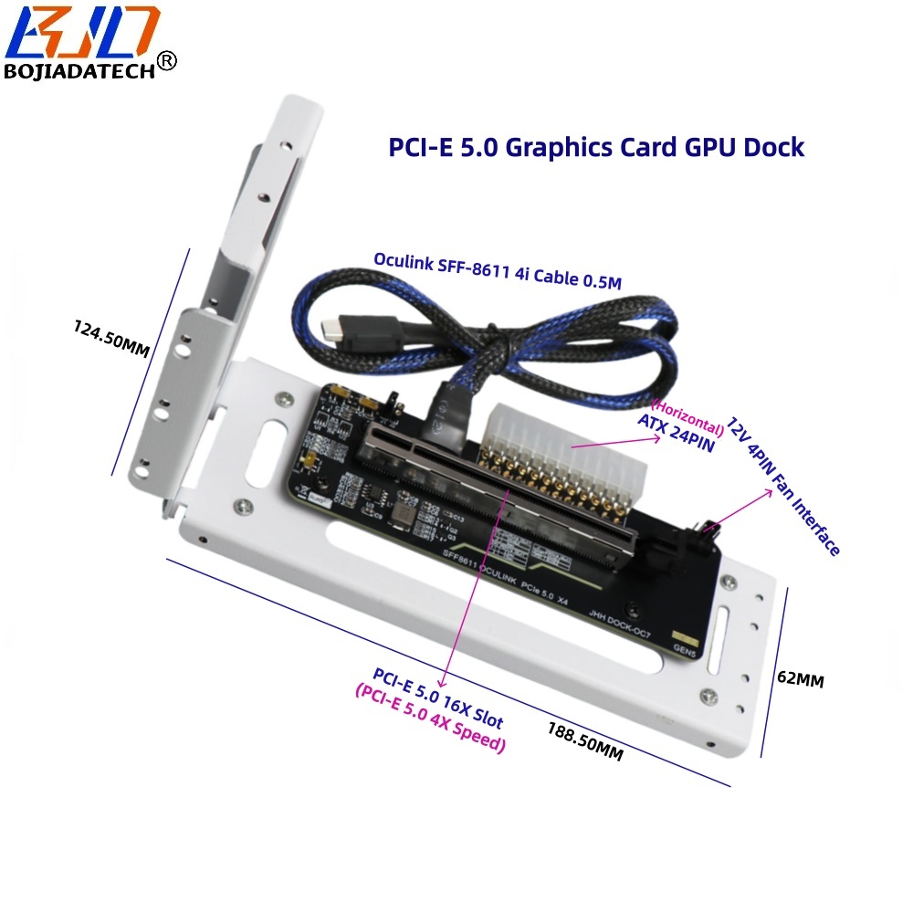 PCI-E5.0 X4 GPU Dock-24PIN Horizontal White