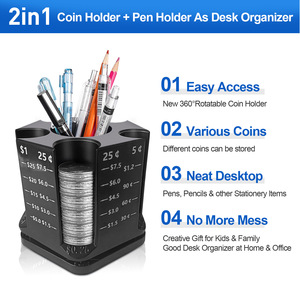 2-in-<strong>1</strong> Creative Metal Piggy Bank and Pen Bucket Storage <strong>Box</strong> Stress Relief <strong>Coin</strong> Stationery with Rotating Feature Money Bank - Product Image 3