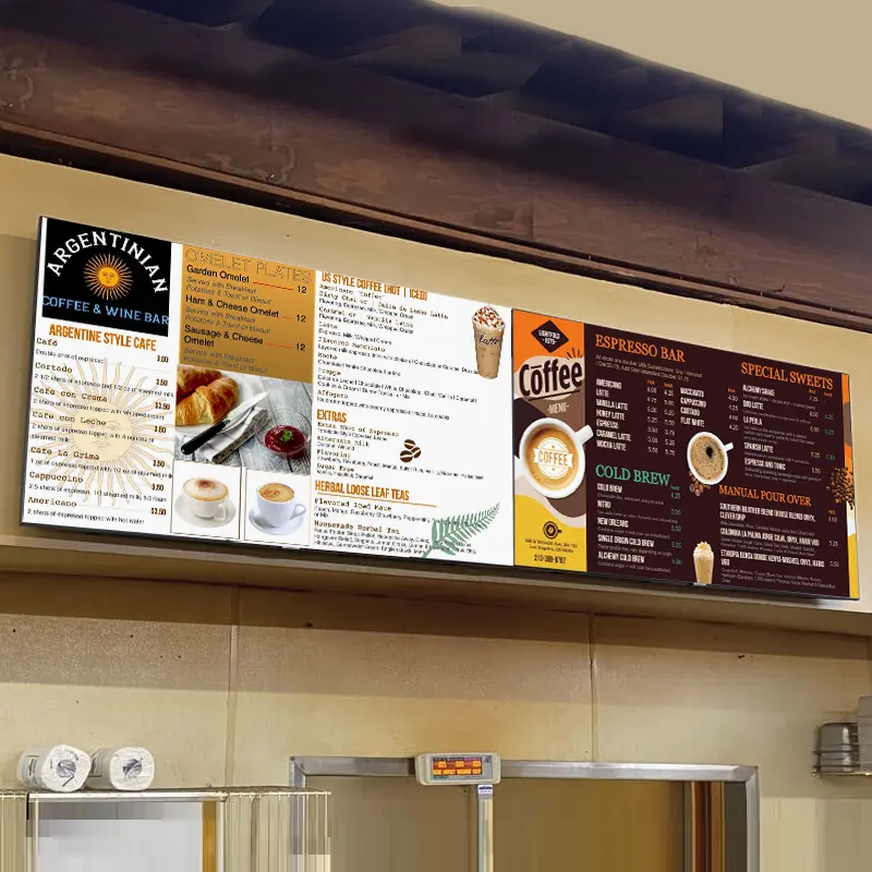 Display iklan LCD untuk restoran warung kopi, layar Monitor LCD, papan Menu Digital