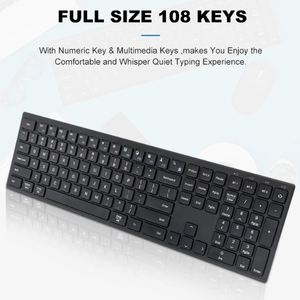 Teclado de oficina de tamaño completo, 108 teclas, teclado de escritura silencioso, inalámbrico, 2,4 Ghz, BT, teclado inalámbrico de tres modos para el hogar y la Oficina - Product Image 2