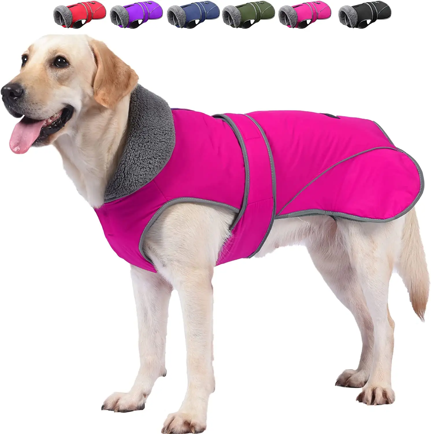 Dog Coat, Christmas Dog Winter Jacket Puppy Cold Weather Coats with Thick Padded, Reflective Dog Sweater Waterproof Windproof
