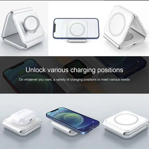 Custom Logo 15W Foldable Magnetic Wireless <strong>Charger</strong> 3-in-1 <strong>One</strong> Magnet Station Holder with Type-C USB and Earphone Accessory - Product Image 4