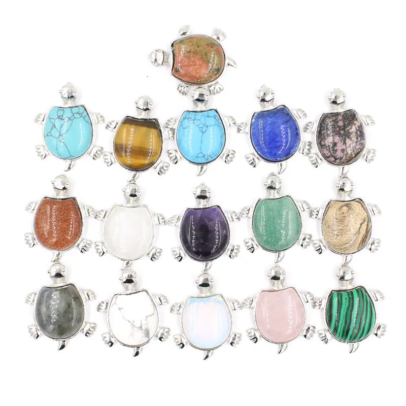 Mode Natuurlijke Kristal Schildpad Hanger Ketting Vergulde Ketting Ketting Halsketten Natuursteen Hanger Carneool Ketting