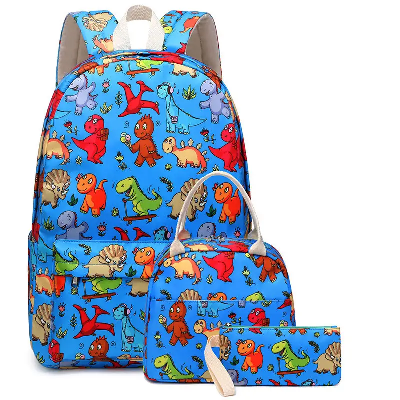 Hot Cute Printing 3PCs Set Niños Mochilas escolares y bolsa de almuerzo Set Bolsas de libros de gran capacidad para mochila de estudiante de primaria