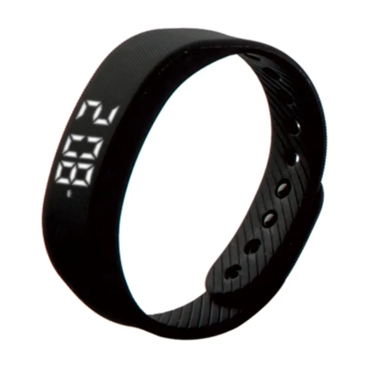 Precio barato T5 de silicona banda inteligente pulsera apoyo podómetro/distancia/tiempo y Fecha/calorías (negro)