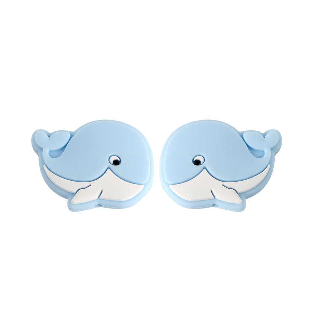 ลูกปัดโฟกัสปลาโลมาสีฟ้าพาสเทล SA108